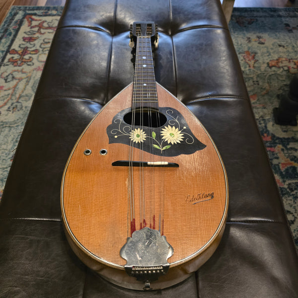 c. 1910 Edelklang German Calace Style Round Bowl Back Mandolin - w/ Case