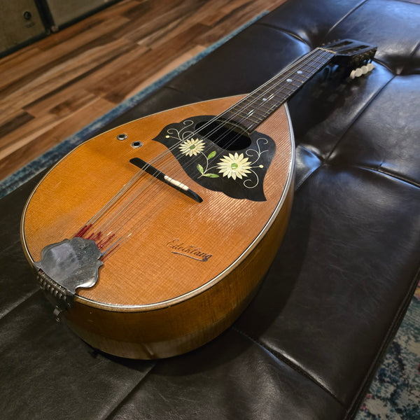 c. 1910 Edelklang German Calace Style Round Bowl Back Mandolin - w/ Case