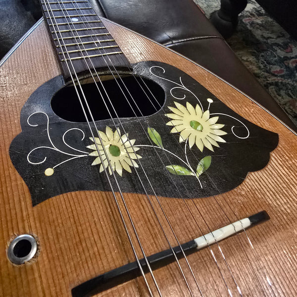 c. 1910 Edelklang German Calace Style Round Bowl Back Mandolin - w/ Case