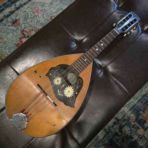 c. 1910 Edelklang German Calace Style Round Bowl Back Mandolin - w/ Case