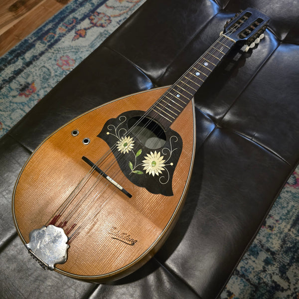 c. 1910 Edelklang German Calace Style Round Bowl Back Mandolin - w/ Case