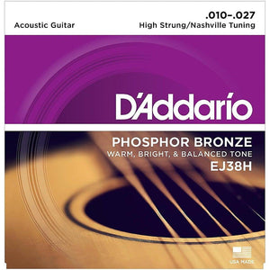 D'Addario EJ38H Phosphor Bronze Acoustic Guitar Strings, High Strung/Nashville Tuning, 10-27 - Cumberland Guitars