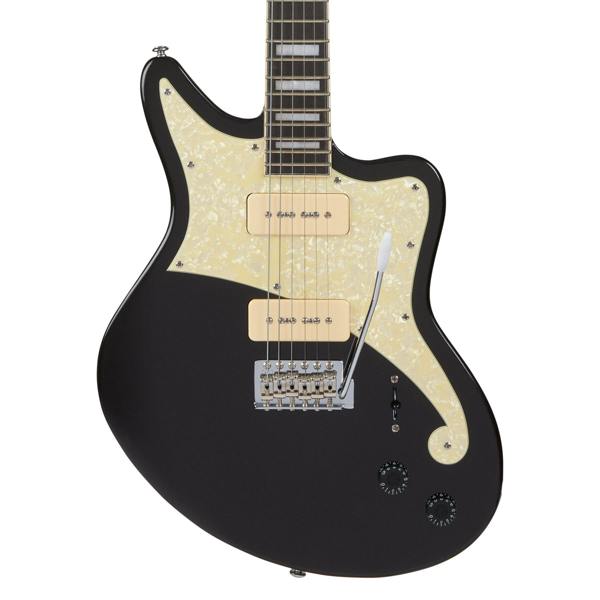 D'Angelico Premier Bedford - P90 - Black Flake - Offset 