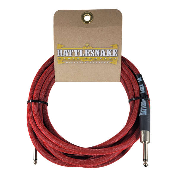 Rattlesnake Cable Co. - 20' Guitar Cable - Red Weave - Straight to Straight