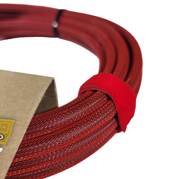 Rattlesnake Cable Co. - 20' Guitar Cable - Red Weave - Straight to Straight