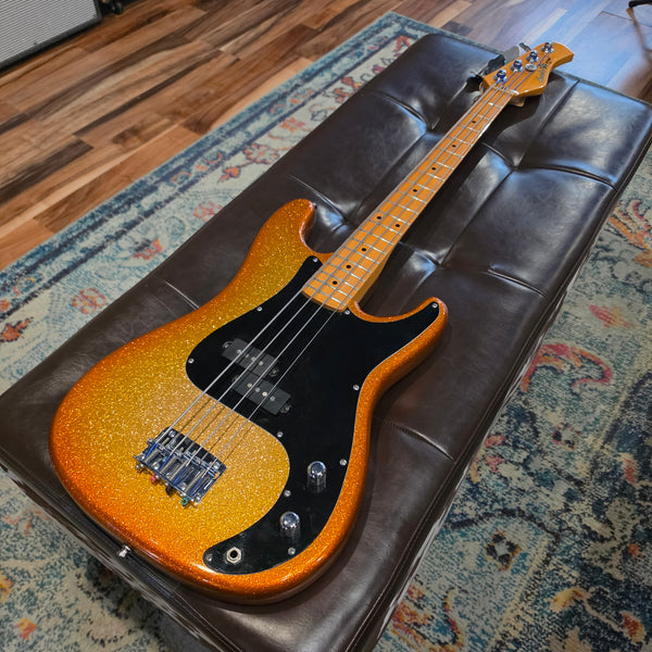 1983 Hondo H-800 All-Star Bass - 30" Scale - Custom Paint - MIJ - Metallic Orange Burst