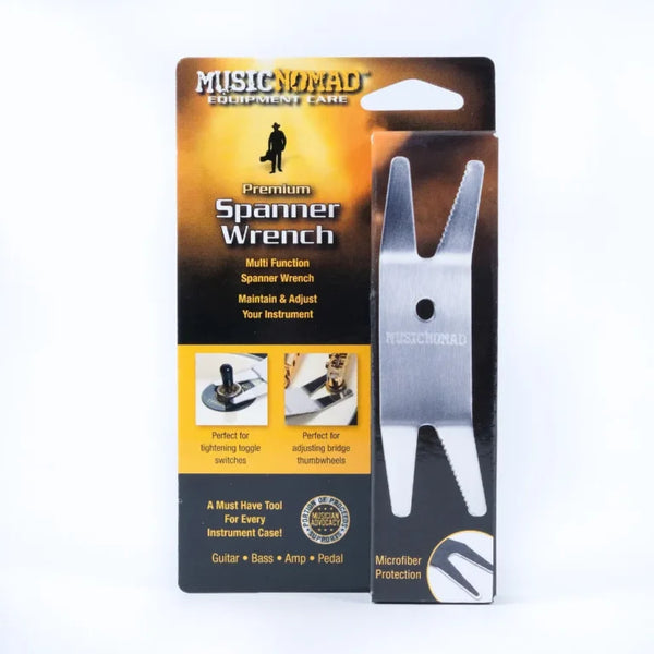 MusicNomad Premium Spanner Wrench - Microfiber Suede Backing - Maintain and Adjust