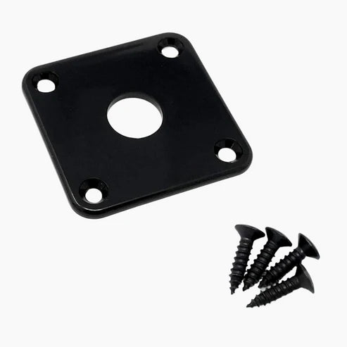 Black Plastic Square Output Jack Plate for Gibson Style Guitars