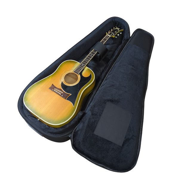 Cumberland Guitars - Embroidered Deluxe Teardrop Dreadnaught Acoustic Guitar Case - Black / Black