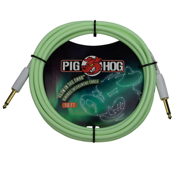 Pig Hog PCH10GLO 10' Glow in the Dark Instrument Cable Guitar Bass