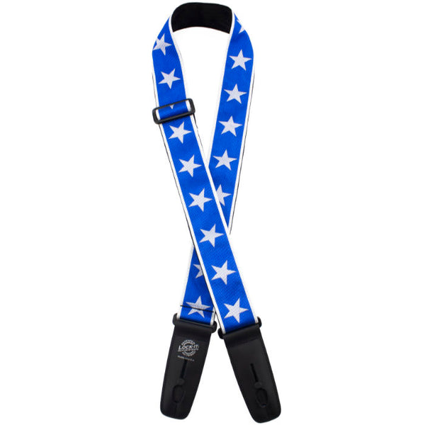 Lock-It - 2" Poly Plush Jacquard - White/Blue Stars