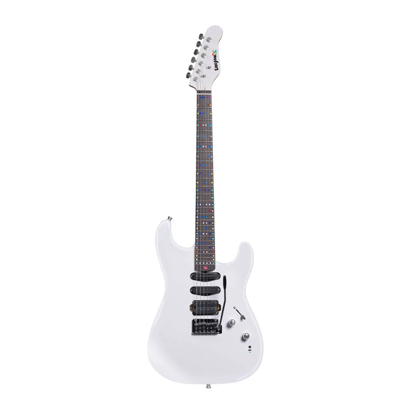 LiteJam Smart Guitar - Full-Spectrum RGB LED Fretboard - White - w/Gig Bag