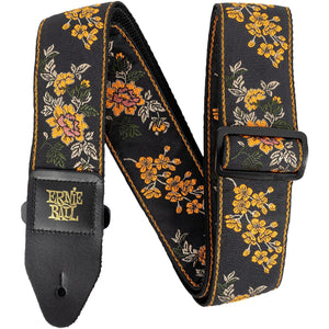 Ernie Ball Classic Jacquard Tangerine Blossom Floral Guitar Strap - Cumberland Guitars