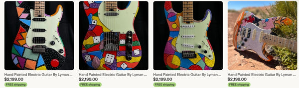 Lyman Artist Texture Series - Hand Painted - One-of-a-Kind Guitar - Multi-color - w/Gig Bag
