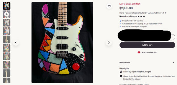 Lyman Artist Texture Series - Hand Painted - One-of-a-Kind Guitar - Multi-color - w/Gig Bag