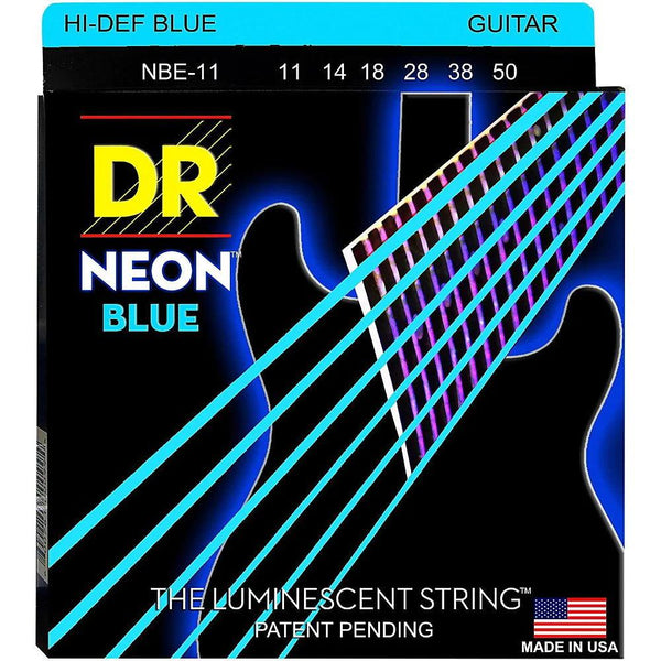 DR Strings - Neon Blue 9-42 Light Guitar Strings - The Luminescent String - Cumberland Guitars