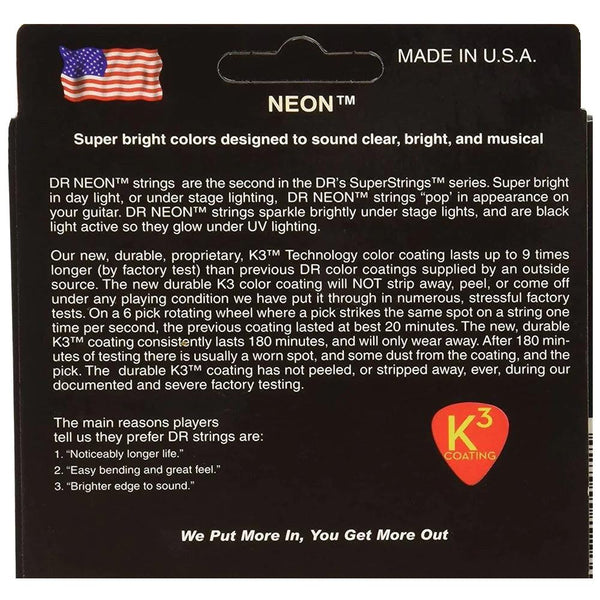 DR Strings - Neon Blue 9-42 Light Guitar Strings - The Luminescent String - Cumberland Guitars