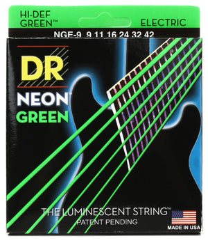 DR Strings - Neon Green 9-42 Light Guitar Strings - The Luminescent String - Cumberland Guitars