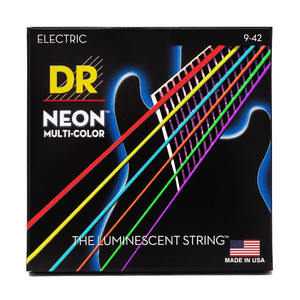 DR Strings - Neon Multi-Color 9-42 Light Guitar Strings - The Luminescent String - Cumberland Guitars