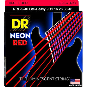 DR Strings - Neon Red 9-42 Light Guitar Strings - The Luminescent String - Cumberland Guitars