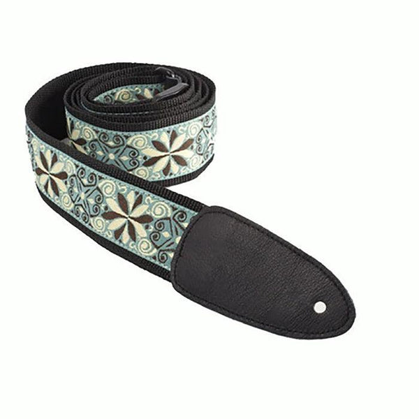 Henry Heller Deluxe Jacquard Strap - Light Blue / Cream - Cumberland Guitars