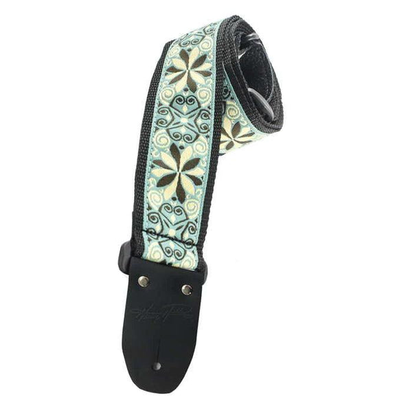 Henry Heller Deluxe Jacquard Strap - Light Blue / Cream - Cumberland Guitars