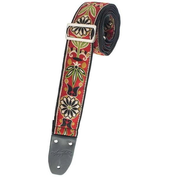 Henry Heller Deluxe Jacquard Strap - Red Flower Pattern - Cumberland Guitars