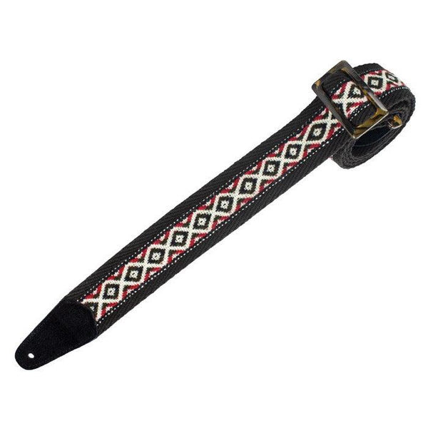 Henry Heller Herringbone Cotton Red Black and White Strap - Cumberland Guitars