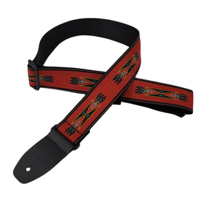 Henry Heller Poly Strap with Leather Ends - Aztec Red - Cumberland Guitars