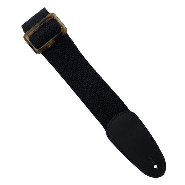 Henry Heller Woven Cotton Strap with Leather Ends - Black - Cumberland Guitars