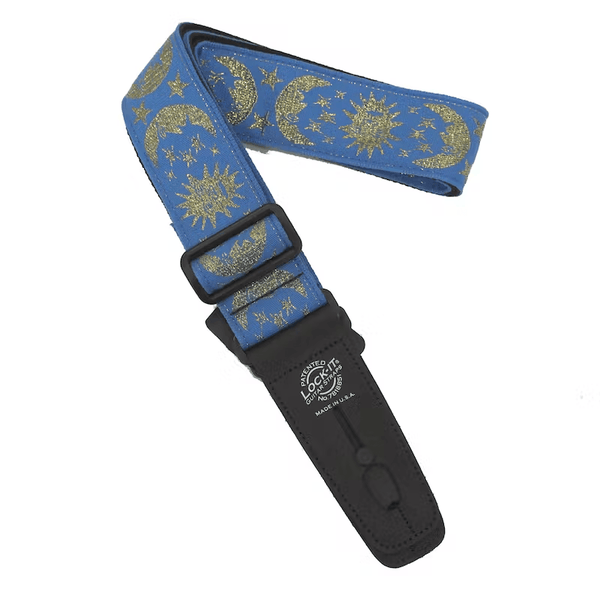 Lock-It - Blue Moon Sparkle Jacquard Strap - Built-in Locks - Cumberland Guitars