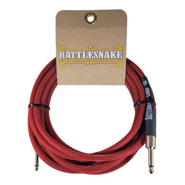Rattlesnake Cable Co. - 20' Guitar Instrument Cable - Red Weave - Straight to Straight