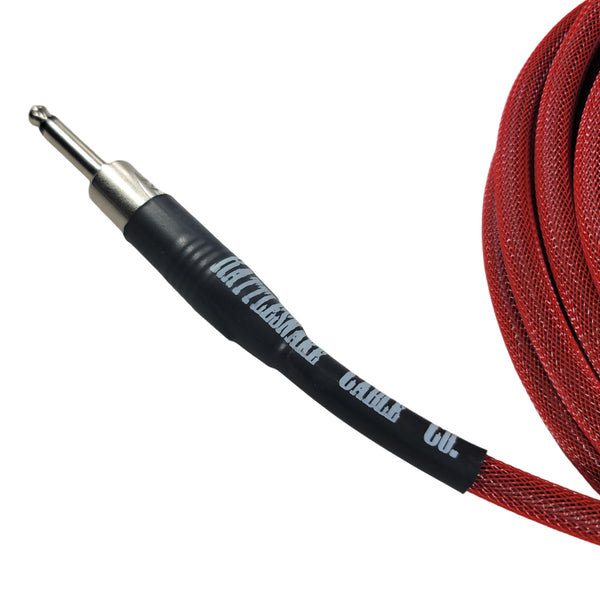 Rattlesnake Cable Co. - 20' Guitar Instrument Cable - Red Weave - Straight to Straight