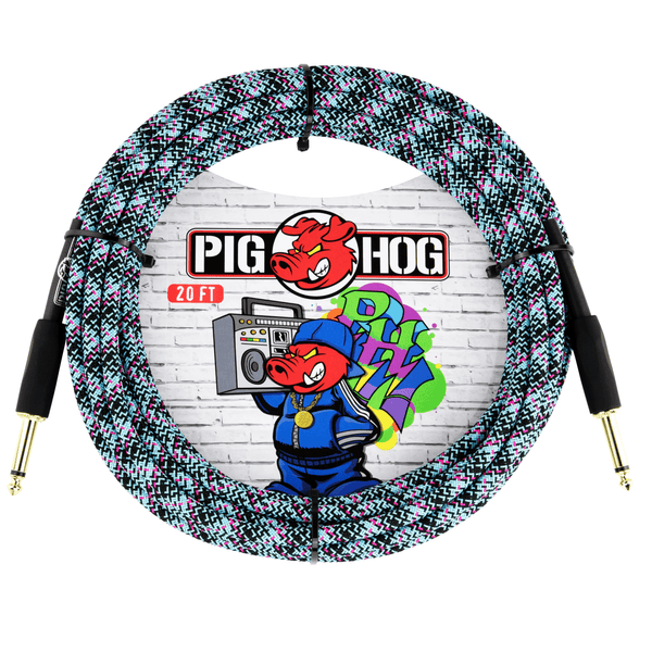 Pig Hog 20' Braided Guitar Cable - Blue Graffiti - PCH20 - Cumberland Guitars