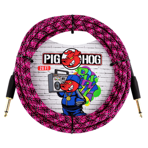Pig Hog 20' Braided Guitar Cable - Pink Graffiti - PCH20 - Cumberland Guitars