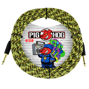 Pig Hog 20' Braided Guitar Cable - Yellow Graffiti - PCH20 - Cumberland Guitars