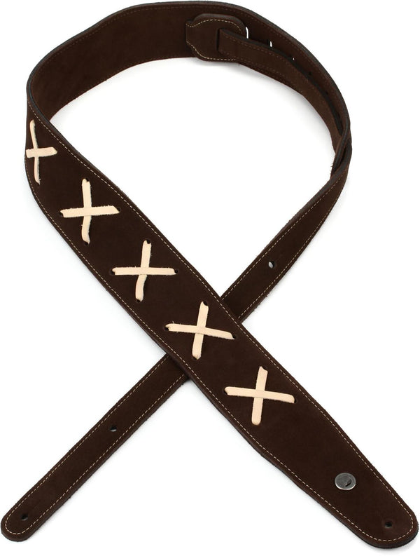 D'Addario 2.5-inch Vintage Suede Guitar Strap - Brown - The Gilmour