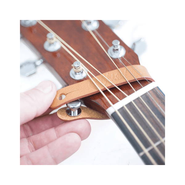 RightOn! Leather Guitar Neck Straplink - Black - Attaches ANY Strap To Your Acoustic!