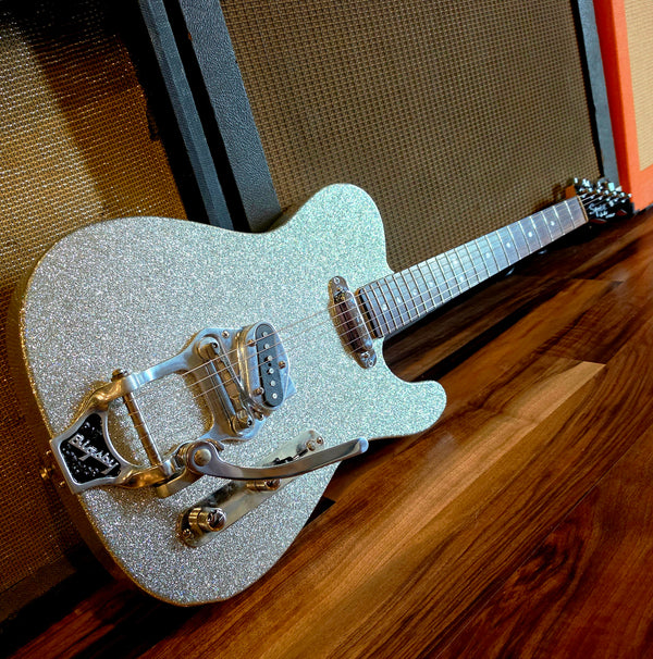 Custom Partscaster Telecaster - Silver Sparkle - Bigsby - w/Hardshell Case