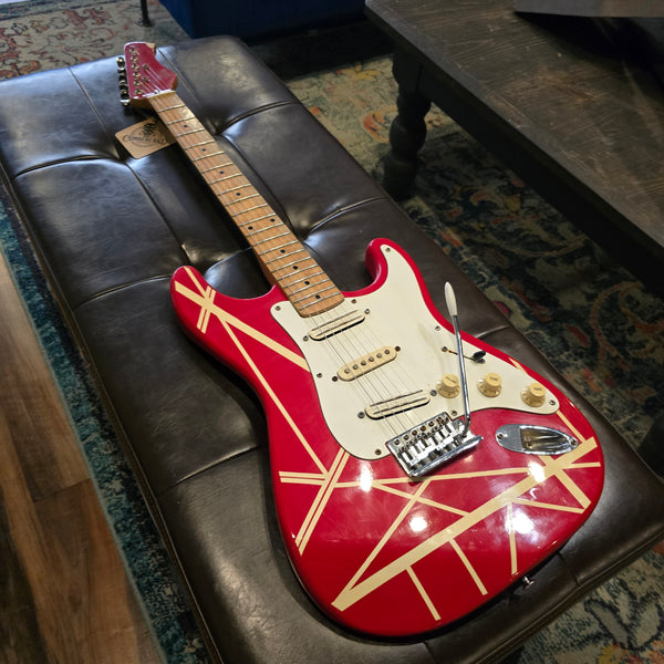 1985 Hondo H-7600 VHT - Van Halen Stripe - Red