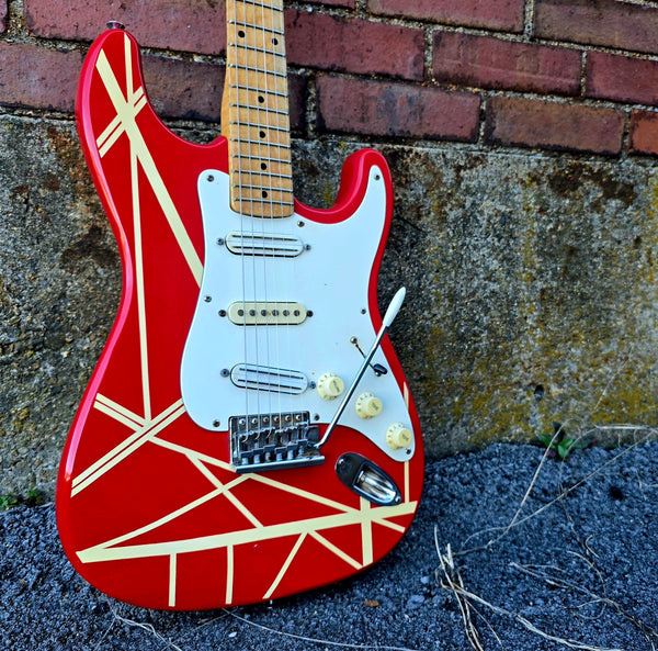 1985 Hondo H-7600 VHT - Van Halen Stripe - Red