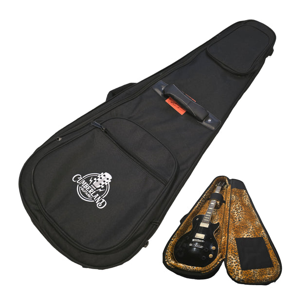 Cumberland Guitars - Embroidered Deluxe Teardrop Electric Guitar Case - Black / Cheetah
