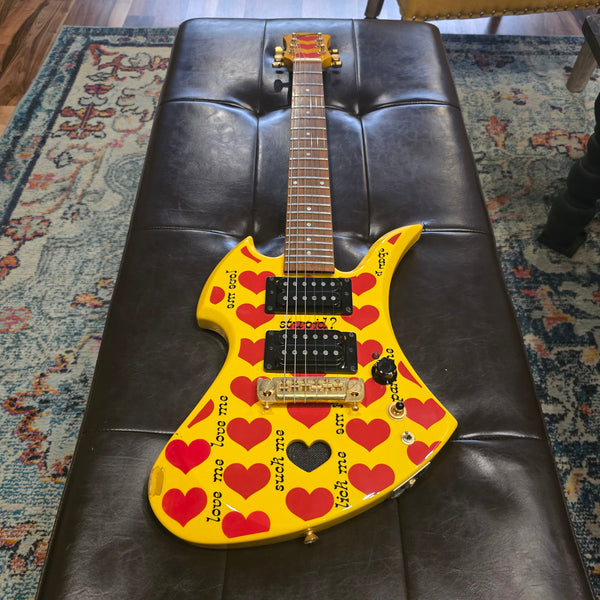 2006 Fernandes Burny YH-JR - Hide Signature Model - Yellow Heart Junior - Built-in-Amp - w/ Gig Bag