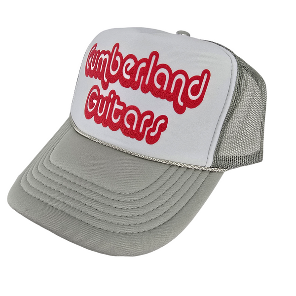 Cumberland Guitars - Puffy Trucker Hat - Light Grey/White/Red
