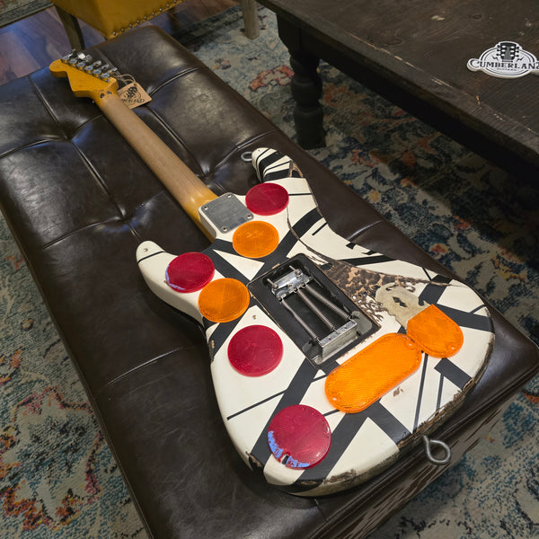 Judah Guitars EVH Frankie Stripes Relic - White / Black - w/HSC