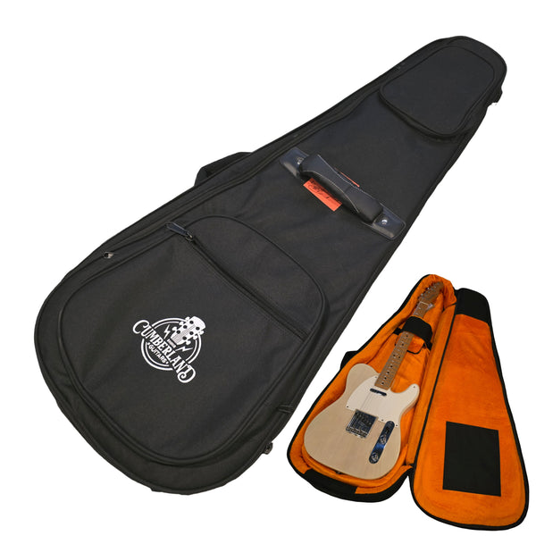 Cumberland Guitars - Embroidered Deluxe Teardrop Electric Guitar Case - Black / Orange