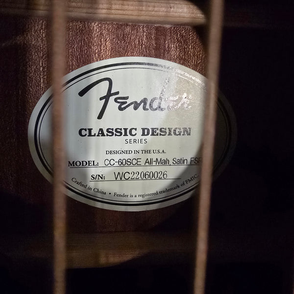 2023 Fender CC-60SCE All-Mahogany FSR Limited Edition - Satin Finish - Acoustic Electric