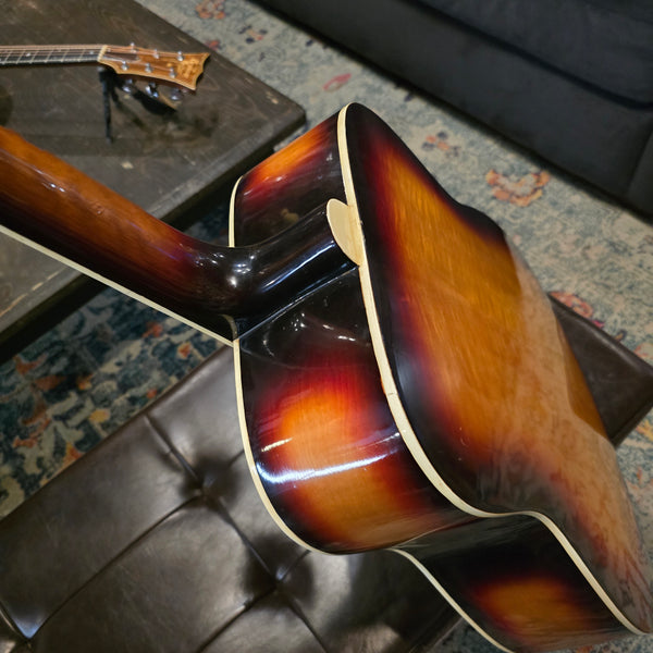 Early 1970's Univox MIJ Dreadnaught - Flame Maple Sunburst - Sold Woods - w/OHSC