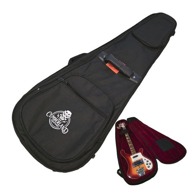 Cumberland Guitars - Embroidered Deluxe Teardrop Electric Bass Guitar Case - Black / Burgundy