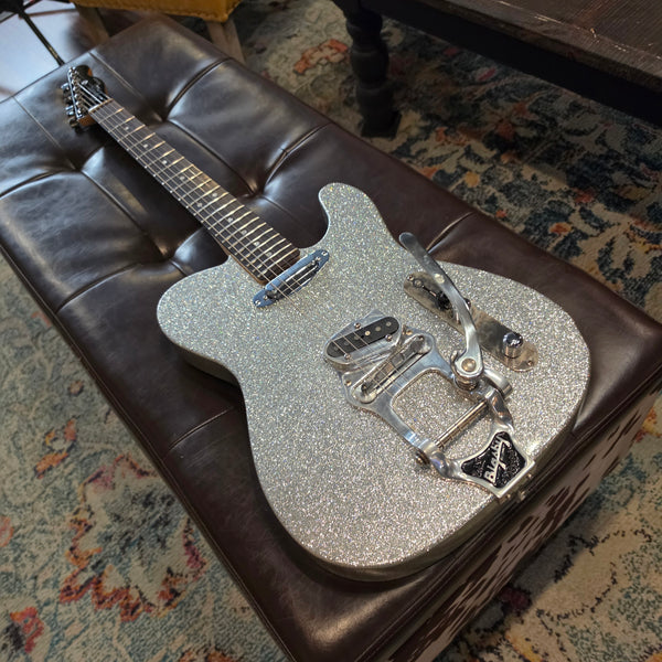 Custom Partscaster Telecaster - Silver Sparkle - Bigsby - w/Hardshell Case